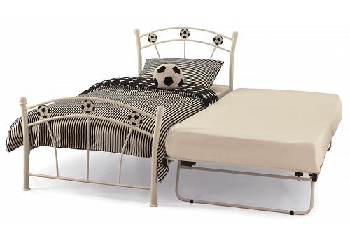 3ft Single Football Soccer White Metal Bed Frame With Pullout Guest Bed 1